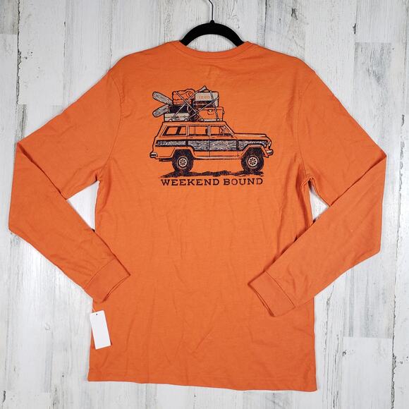NWT Izod Saltwater Graphic Harvest Orange Jeep Long Sleeve Tee Men's Size Small - Picture 7 of 12